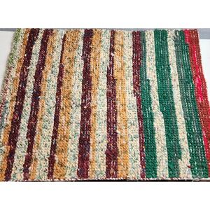 Handmade Braided Holiday Rag Rug Mat Farmhouse Country Chic Stripes 22.75" x 17"